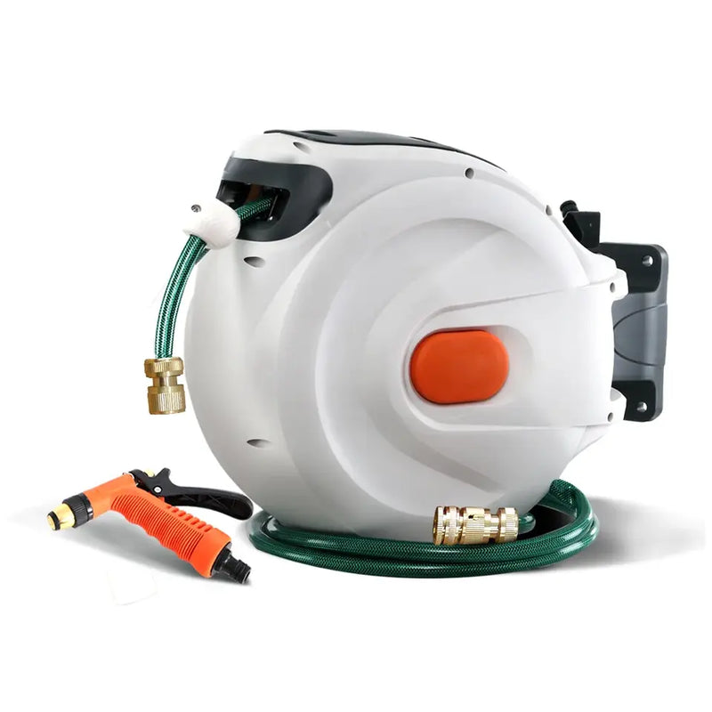 30M Retractable 180° Swivel Garden Hose Reel With Spray Gun