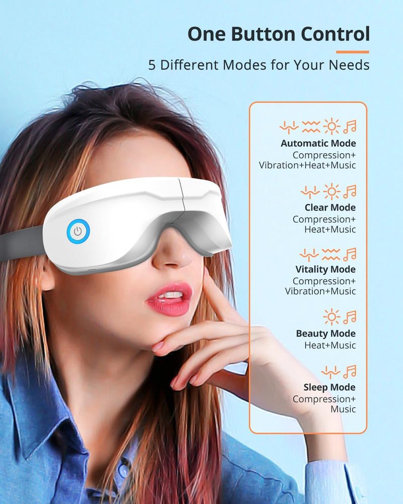 Ergonomic 5 Mode Eye Massager With Heat & Bluetooth Music