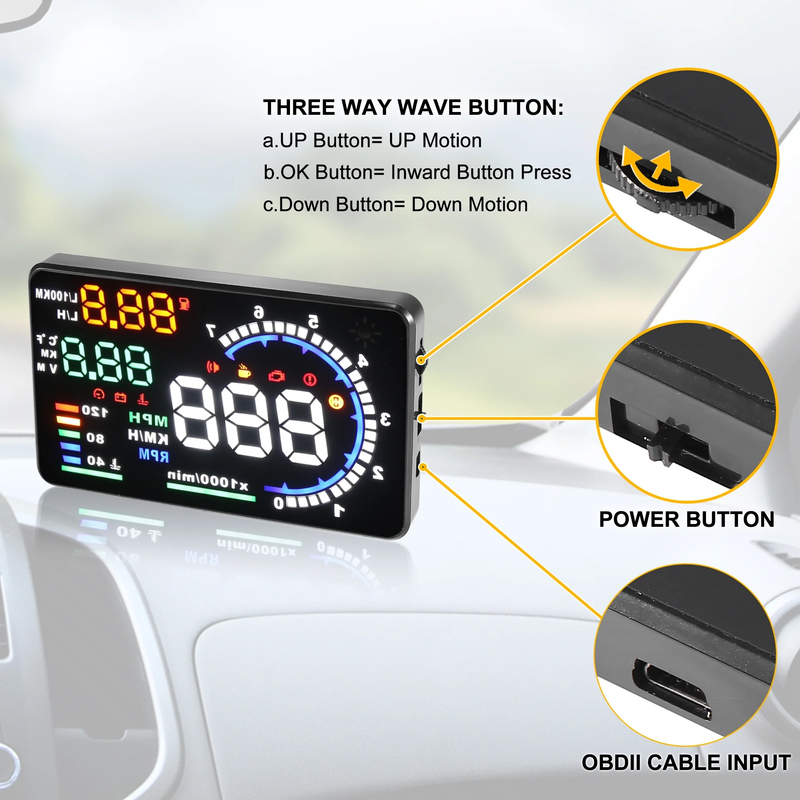 Auto Head Up Windshield Speed & Gauges Display