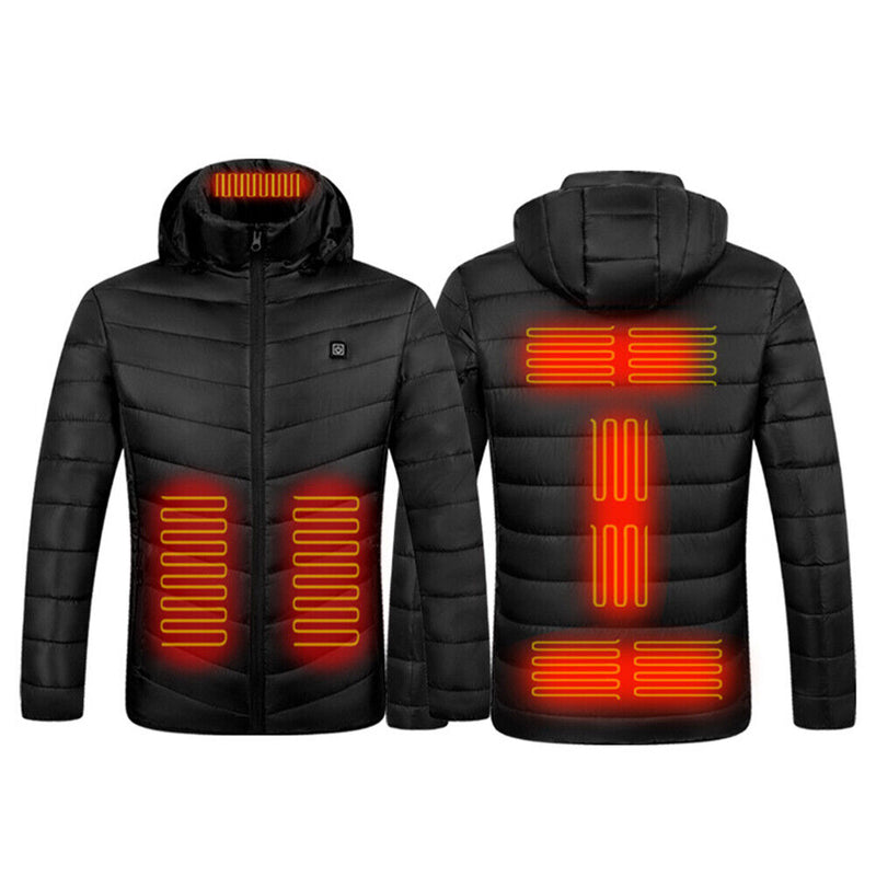 Electric Heated Unisex Thermal Winter Jacket With 9 Heating Zones