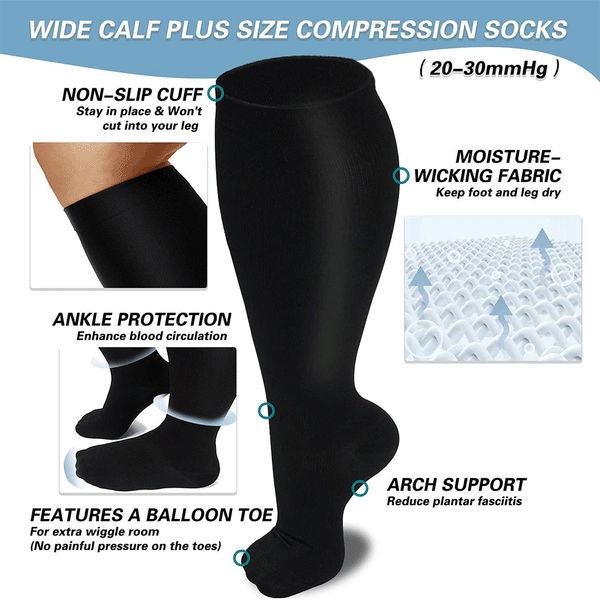 Plus Size Copper Infused Compression Socks