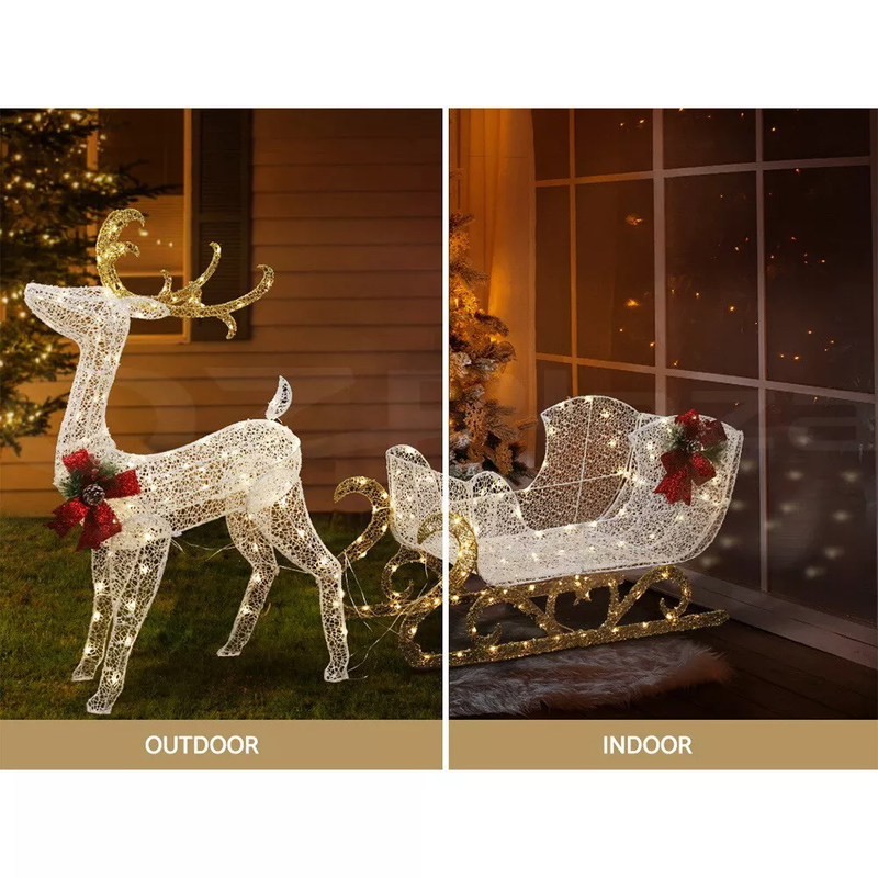 Christmas Lights 215 LEDs Fairy Light Reindeer Sleigh Decorations