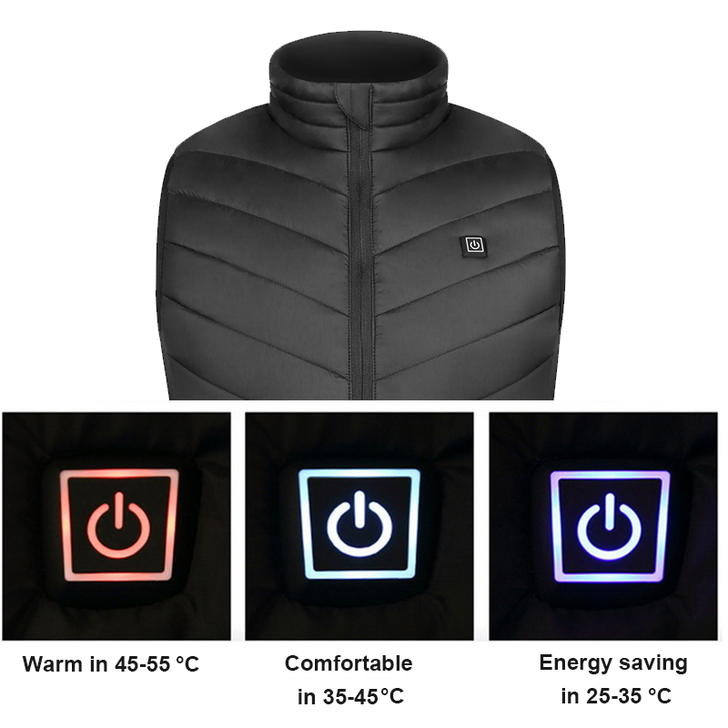 Electric Heated Unisex Thermal Winter Vest Jacket With 9 Heating Zones